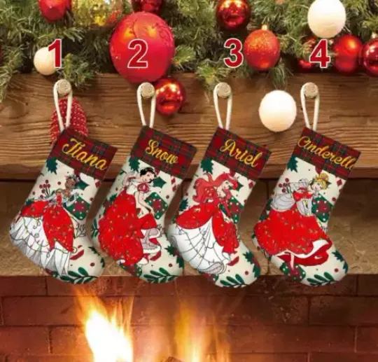 Personalized Beautiful Princess With Christmas Lights Merry Christmas Stocking