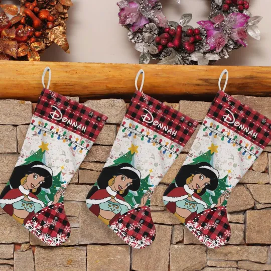 Personalized Princess Jasmine Christmas Tis The Season To Be Jolly Stocking