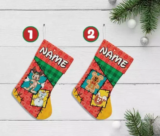Personalized Mickey Mouse And Friends Merry Christmas Gingerbread Men Stocking