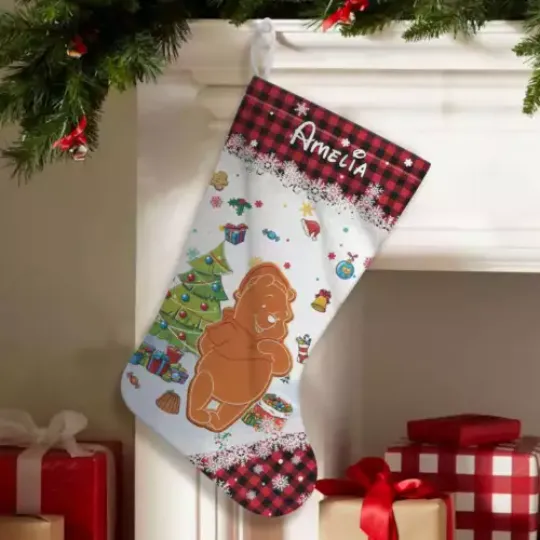 Personalized Pooh Bear Gingerbread Man Get Festive With Winnie The Pooh Stocking
