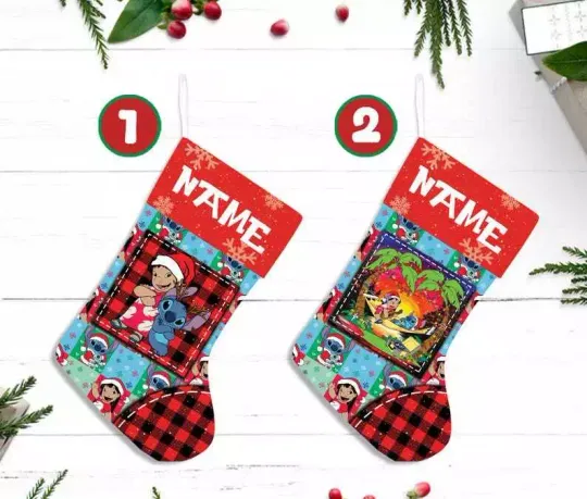 Personalized Lilo And Stitch Cartoon Fans Merry Christmas 2024 Stocking
