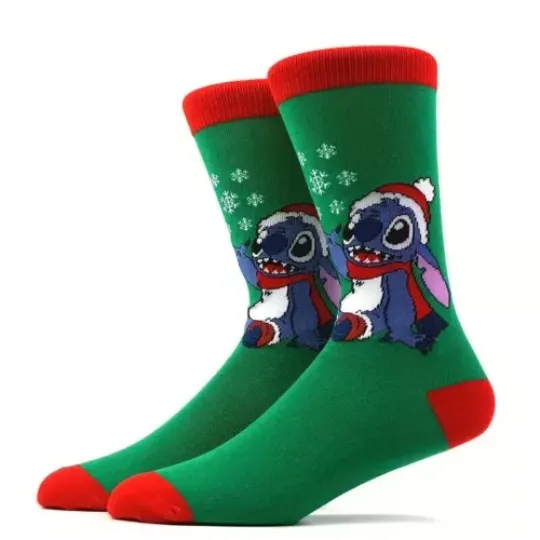 Christmas Stitch Santa Hat Lilo & Stitch Welcome To Season Of Joy Fit Socks