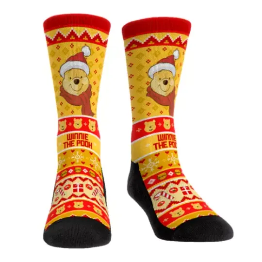Winnie The Pooh Character Pooh Bear Face Santa Hat Merry Christmas Fit Socks