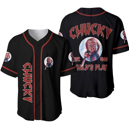 Chucky Child's Play Baseball Jersey, Chucky Est 1988 Baseball Shirt, Horror Shirt, Scary Movie Shirt, Halloween Shirt For Men Women