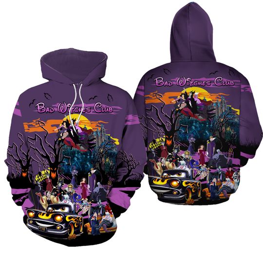 Halloween Disney Bad Witches Club Hoodie, Maleficent, Ursula, Evil Queen