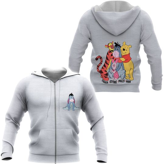Womens Disney Eeyore Winnie The Pooh Tigger Hoodie Sweatshirt Zip Up