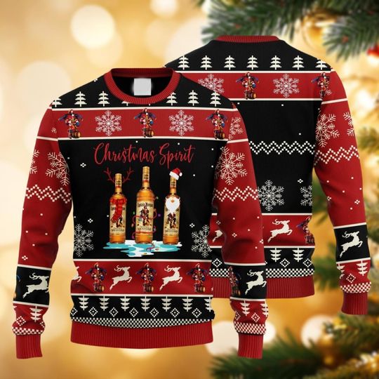 Captain Morgan Whiskey Christmas Ugly Sweater, Christmas Spirit Xmas Sweater, Drinking Party Shirt, Holiday Sweaters For Women Men Kid