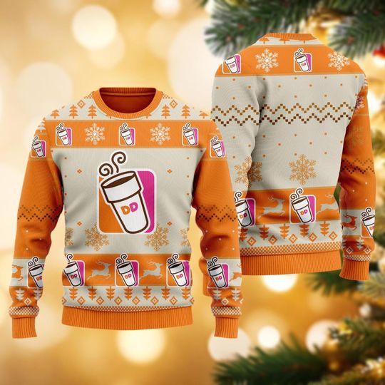 Christmas Dunkin Donut Ugly Sweater, Coffee Lover Xmas Sweater, Donuts Family Sweater, Holiday Xmas Gift, Sweaters For Women Men Kid