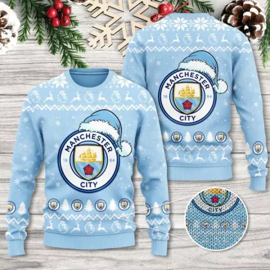 Manc.he.ster City 3D Ugly Sweater