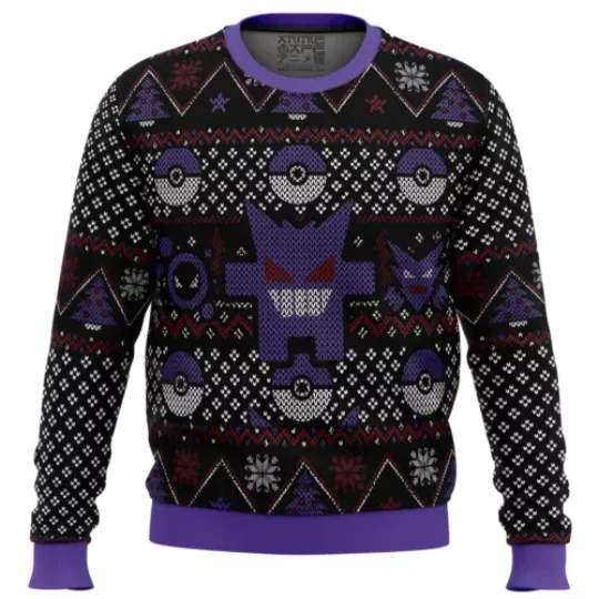 PKM Ghosts Gengar Ghastly Haunter Ugly Christmas Sweater