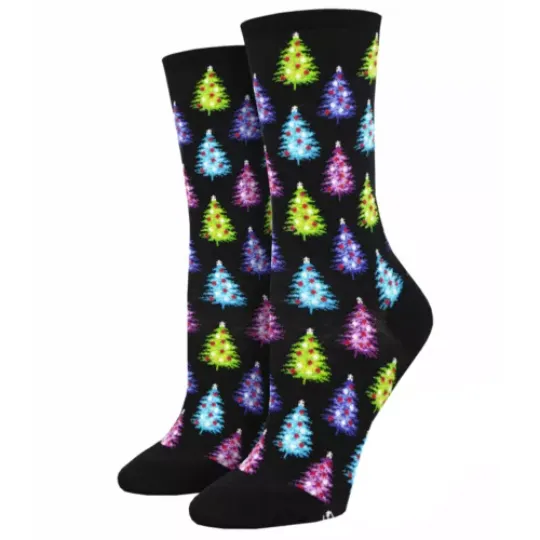 Socksmith Women's Crew Socks Christmas Tree Tinsel Town Holiday Novelty Footwear