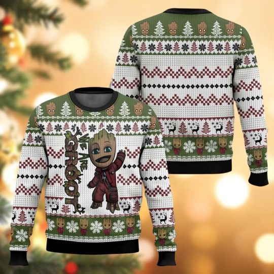 Christmas Groot Ugly Sweater, We Am Groot Christmas Sweater, Disney Movie Xmas Shirt, Merry Christmas Holiday Sweater, Cute Groot Shirt