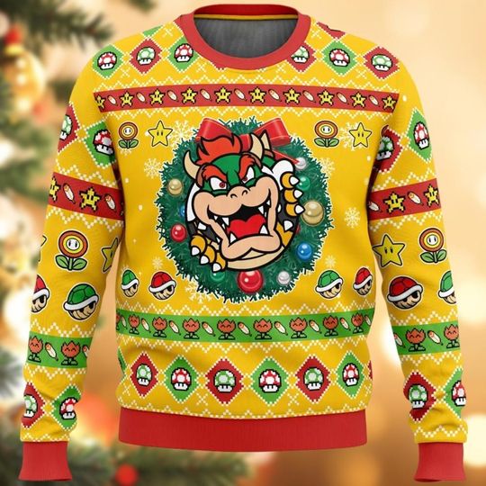Christmas Super Mario Bowser Ugly Sweater, Bowser Sweater Family, Video Game Xmas Sweater, Bowser Holiday Sweater, Gaming Sweater Shirt