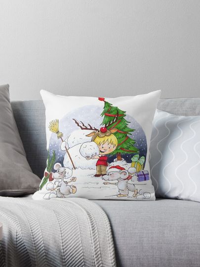 chrismas snow fun with friends Pillow