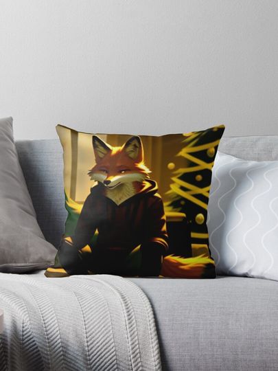 Lonely fox on Chrismas 2 Pillow