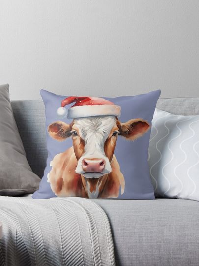 chrismas highland cow t-shirts Pillow