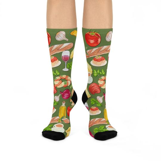 Mama Mia! Italian Food Socks! Travel Italy, Italian Foodie Socks! calzini, amo cucinare, Fresh Ingredients, Souvenir, FUN Stretchy Soft