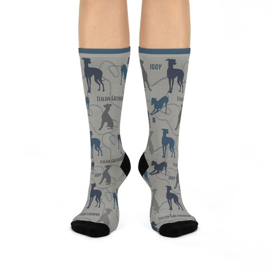 Italian Greyhound Socks Dog Unisex Adult Comfortable Lightweight Breathable Stretchy Crew Mid Calf