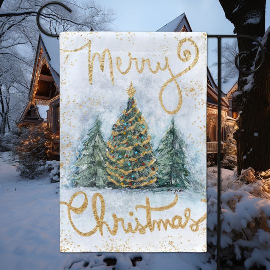 Merry Christmas Garden Flag-Christmas Garden Flag-Welcome Flag-Farmhouse Decor-Merry Christmas Flag-Merry and Bright-Yard Decor-Outdoor