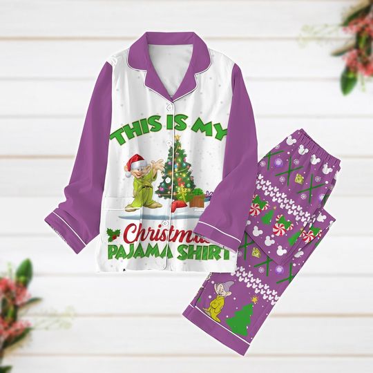 Christmas Pajamas, Dopey Dwarfs Pajamas Set, Snow White Xmas Pajamas, Seven Dwarfs Holiday Pajamas, Magic Kingdom Shirt