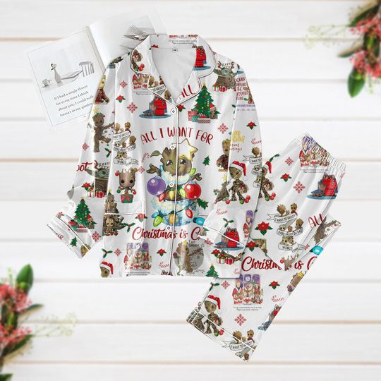 Christmas Pajamas, Groot Xmas Pajamas, Guardians Of The Galaxy Pajamas Set, Funny Christmas Thick Pajamas, Disney Cartoon Xmas Gift