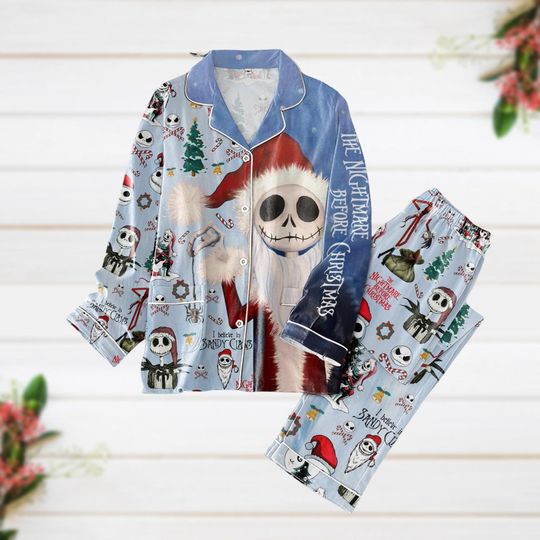 Christmas Jack Skellington Pajamas, Nightmare Before Christmas Pajamas Set, Skellington Santa Pajamas, Disneyland Christmas