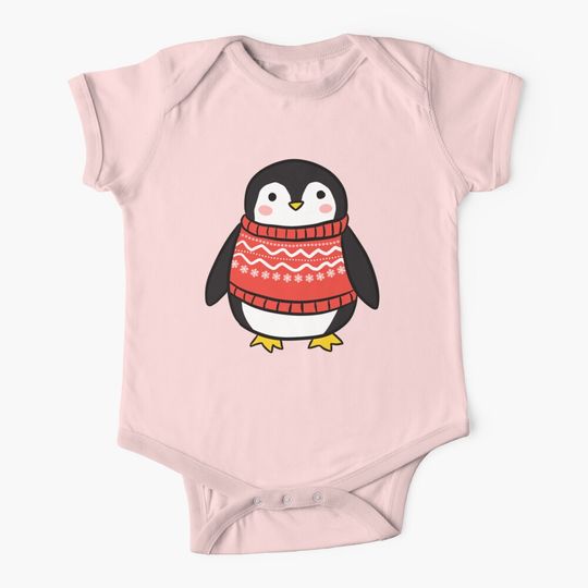 Cute christmas cartoon penguin  Baby One-Piece