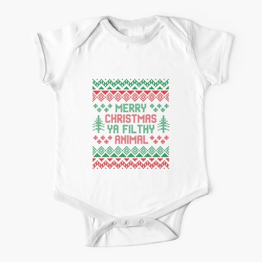 Merry Christmas Ya Filthy Animal Funny Baby One-Piece