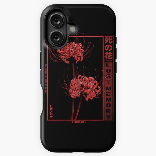 Japanese Spider Lily in Grunge Anime Aesthetic Flower iPhone Case