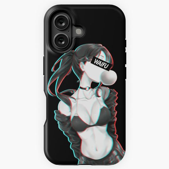 Cute Anime Girl Waifu Material Black Edition iPhone Case