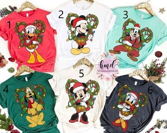 Disney Santa Mickey and Friends Christmas Wreath Matching T-shirt, Mickey's Very Merry Xmas Party Tee, Disneyland Family Holiday 2024 Gift