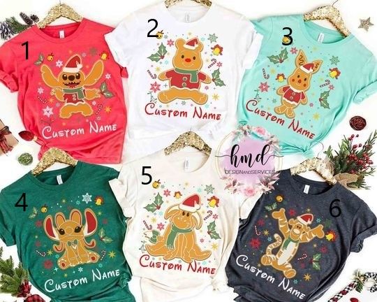 Ginger Cookies Winnie the Pooh Characters Christmas T-shirt, Custom Eeyore Piglet Stitch Xmas Tee, Disney Magic Kingdom Group Matching Gift