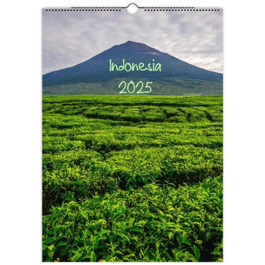 Indonesia Calendar 2025 Travel - Nature Photography Green, Wall Hanging Calendar Original, Gift Idea Christmas Present, Tropical Print Beach