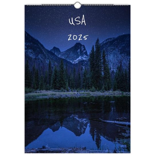 Wall Calendar 2025 USA Nature - Print Midwest Landscape Photography, Mountains Gift Hiker, Present Christmas Original, For Dorm Mate Room