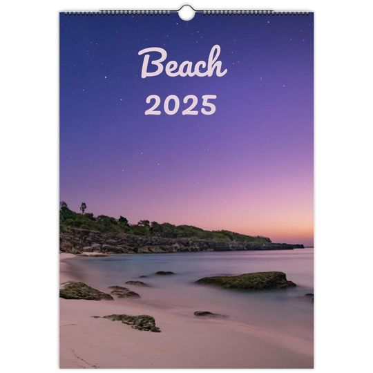 Gift Wall Calendar 2025 - Coastal Photography Ocean, Hanging Calendar Large, Christmas Present Travel, Sea Print Beach, Sunset Art Relaxing