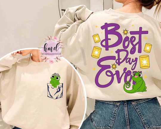 Two-Sided Pascal Sundrop Flower Lanterns Best Day Ever Sweatshirt, Disney Tangled Rapunzel Princess Tee, Magic Kingdom Family Vacation 2024