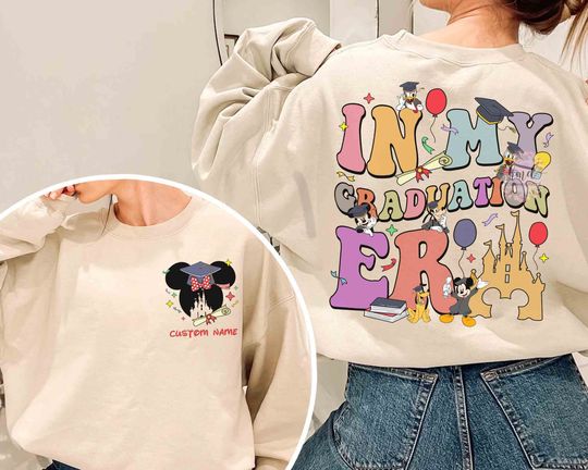 Personalized In my Graduation Era Sweatshirt, Custom Name School Mickey and Friends Graduate Tee, Class of 2024, Gift for the Grad