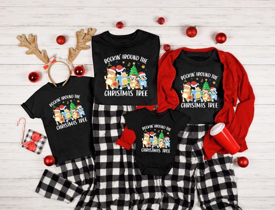 BlueyDad Family Christmas Shirt, Matching Christmas Family Pajamas, Christmas Pjs,Cute Christmas Family Shirt,Christmas Group,Christmas Pajamas