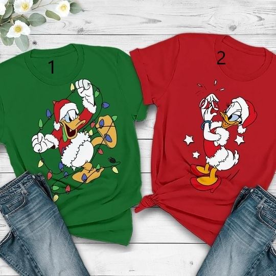 Disney Donald and Daisy Taking Photos Couple Matching Christmas Shirt, Mickey's Very Merry Christmas Party Gift, Couple Christmas Shirt