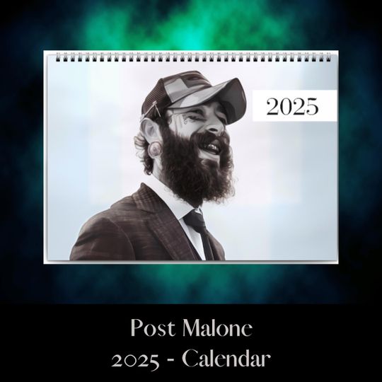 Post Malone Calendar 2025, gift idea, Cowboy Vibes, wall decor, wall calendar, A3 Double Sided