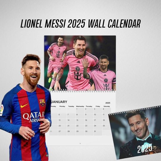 Lionel Messi 2025 Wall Calendar, Fan Gift, Messi Art, Christmas Gift, Birthday Gift