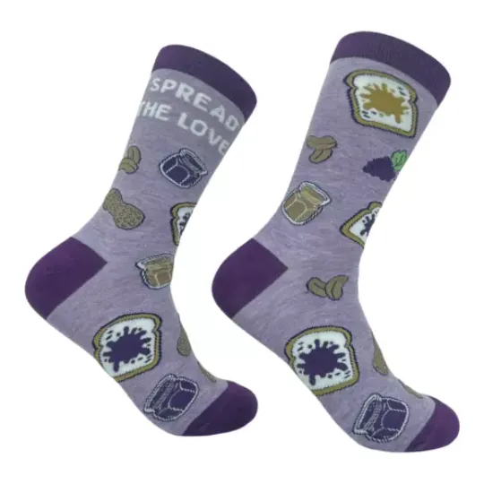Spread The Love Socks Funny Peanut Butter Jelly Sandwich Novelty Footwear