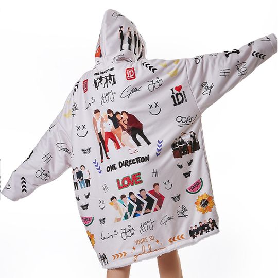 1D Blanket Hoodie, Oversized Fleece Hoodie, Pop Band Hoodie, Music Sherpa fleece blanket, Warm blanket Hoodie, Gift Hooded Hoodie