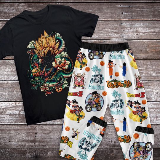 Dragon Ball Holiday Pajamas Set, Dragon Ball Personalized Family Pajamas, Dragon Ball Family Christmas Pajamas Set.
