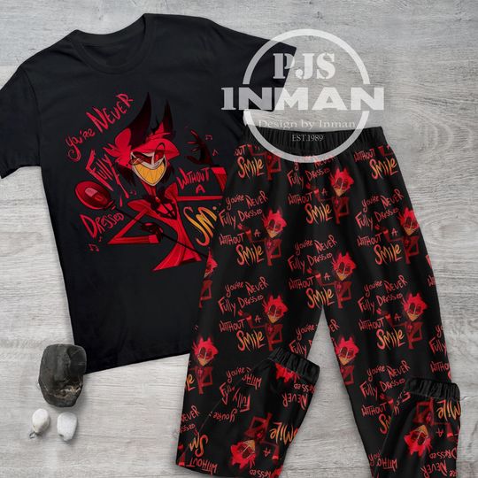 Hazbin Hotel Pajamas Set, Personalized Family Pajamas, Hazbin Hotel Family Christmas Pajamas Set.