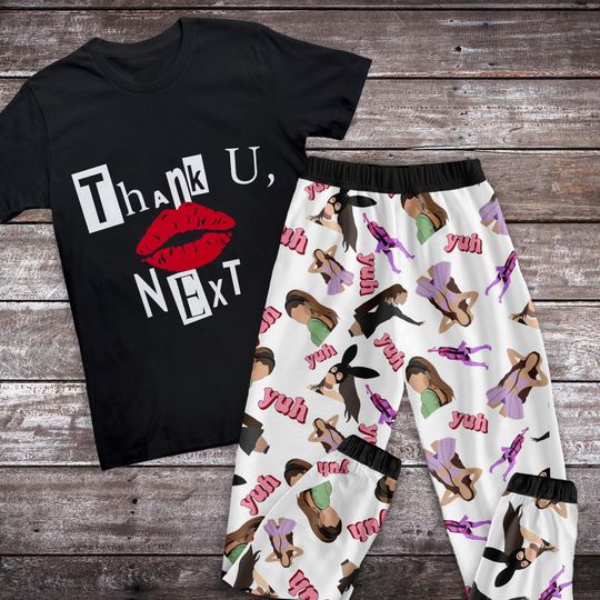 Ariana Holiday Pajamas Set, Thank You Next Personalized Family Pajamas, Ariana Family Christmas Pajamas Set.