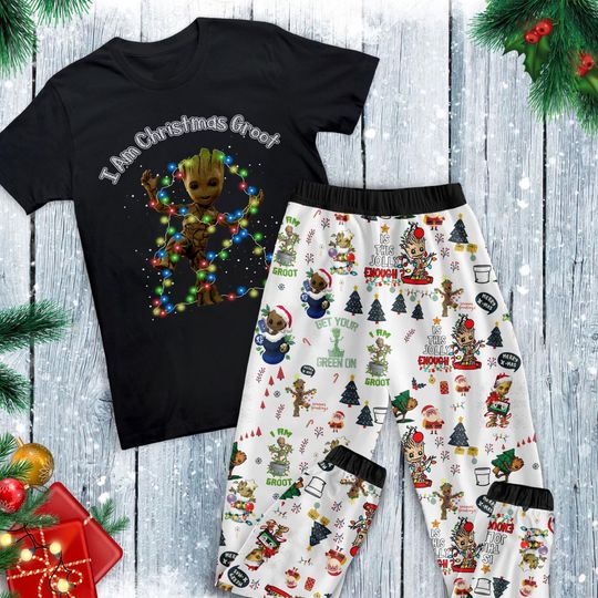 I Am Groot Pajamas Set, Personalized Family Pajamas, Family Christmas Pajamas Set.