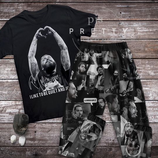Post Malone Pajamas Set, Post Malone Personalized Family Pajamas, Post Malone Family Christmas Pajamas Set.