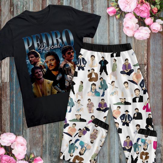 Pedro Pascal Pajamas Set, Personalized Family Pajamas, Family Christmas Pajamas Set.