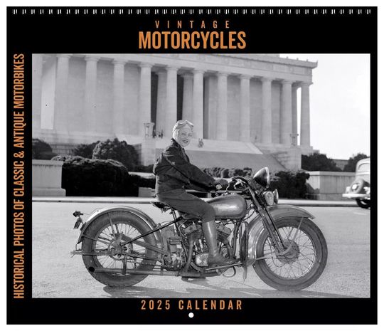Asgard Press 2025 Vintage Motorcycles Wall Calendar 14"x24" (size when open), Movie Film Calendar, Best Gift For Christmas, New Year